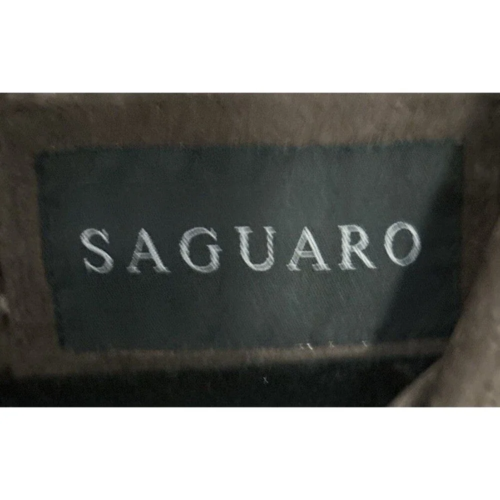 Saguaro Leather Suede Fringe Jacket Studded Cross Western Biker Brown Y2K Sz L - Picture 4 of 6